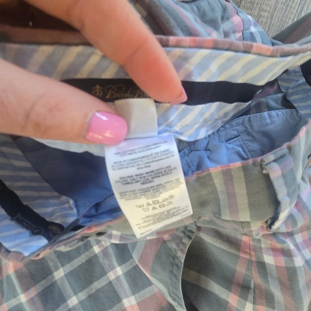Brooks Brothers Mens Blue Pink Plaid India Madras Bermuda Shorts W32 Classic Fit